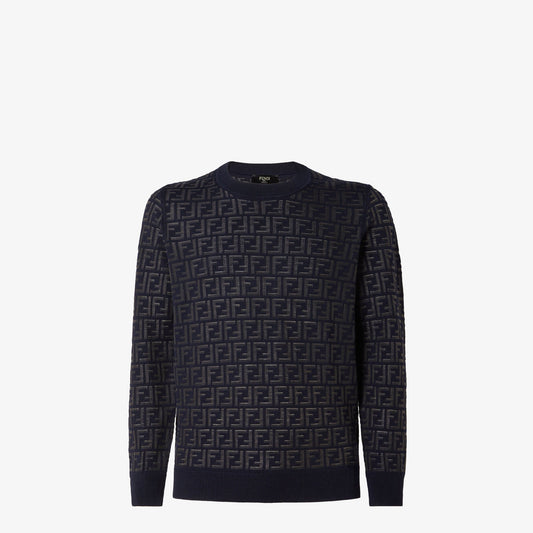 Pull en laine et nylon FF bleu